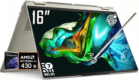 Lenovo Yoga 7a 2-in-1Copilot+ PC Laptop, 16" 2K LCD Touchscreen, AMD Ryzen AI 5 430(Upto 50 AI Tops), 16GB LPDDR5X, 512GB SSD, WiFi 7, Backlit KB, Fingerprint, 1080P Webcam, Win11 Home in Kuwait