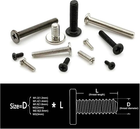 50pcs M1.2 M1.4 M1.6 M2 M2.5 M3 M4 Small Ultrathin Wafer Flat Head Screw Bolt for Laptop Notebook Phone Glasses(Silver,12mm,M2) in Kuwait