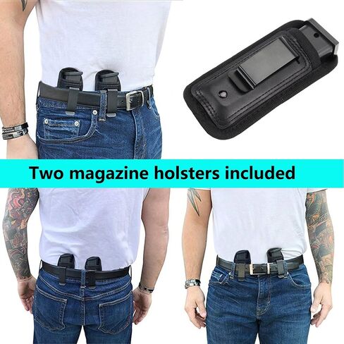 TACwolf 2 Pack IWB Inside Waistband Pistol Handgun Magazine Holster Pouch for Concealed Carry Universal Single Double Stack Mags for Glock17 26 19 Sig Sauer S&W Springfield XD Ruger 9mm/.45 in Kuwait