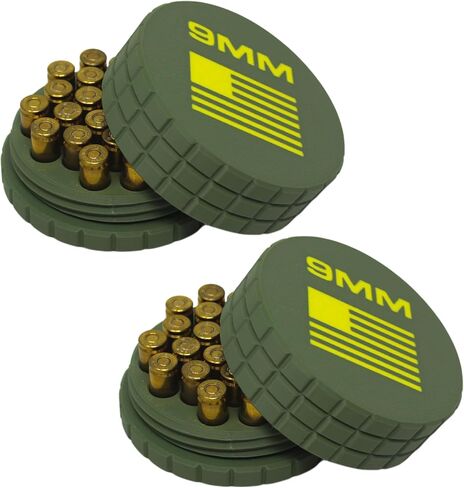 Frag Pattern .9mm Ammo Box (2 Pack) Stackable Ammo Storage Case Organizer for .9mm Ammunition with Secure Lid – Durable Ammo Holder Made in USA in Kuwait