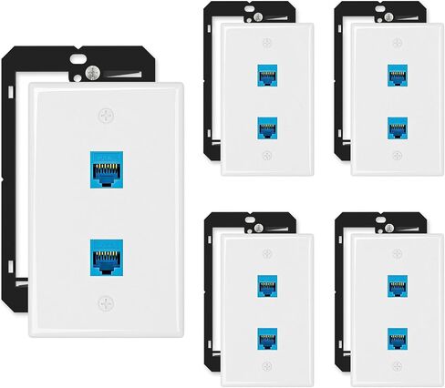 iwillink 2-Pack Cat6A Ethernet Wall Plate, 1-Port RJ45 Wall Plate, Blue in Kuwait