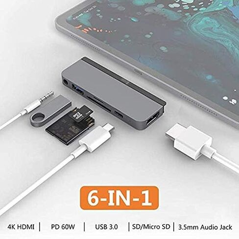 HyperDrive HD319B-GRAY Docking Station - for Tablet - 60 W - USB Type C - 3 x USB Ports - Type-C - HDMI - Audio Line in - Audio Line Out - Wired in Kuwait