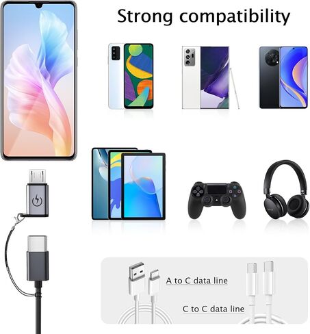USB C to Micro USB adapter, Micro USB male to USB C female adapter supports 18W fast charging for mobile phone fast charging and data transfer (4 pieces), cannot be used for headphone audio playback in Saudi Arabia