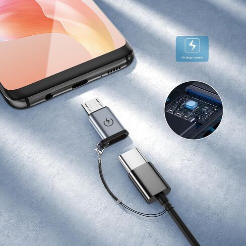 USB C to Micro USB adapter, Micro USB male to USB C female adapter supports 18W fast charging for mobile phone fast charging and data transfer (4 pieces), cannot be used for headphone audio playback in Saudi Arabia