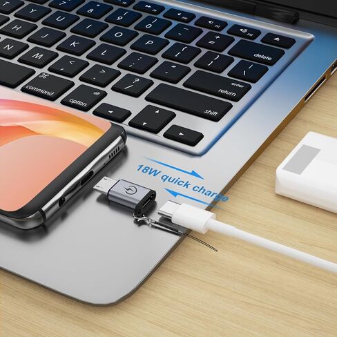 USB C to Micro USB adapter, Micro USB male to USB C female adapter supports 18W fast charging for mobile phone fast charging and data transfer (4 pieces), cannot be used for headphone audio playback in Saudi Arabia