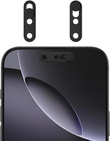 غطاء كاميرا أمامية رفيع للغاية لهاتف iPhone 17 Pro Max / 17 Pro / 17 Air / 17 - شريحة خصوصية نحيفة 0.02 بوصة، لاصق نانو قوي، متوافق مع معرف الوجه، بدون بقايا - عبوتان باللون الأسود (تم تحديث 2026) in Kuwait