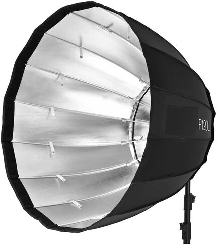 P120 120cm (47.2") Deep Parabolic Softbox, Professional Hexadecagon Studio Light Diffuser with Bowens Mount Speedring, Inner & Outer Diffusers & Carrying Bag for Studio Strobe Flash in Kuwait