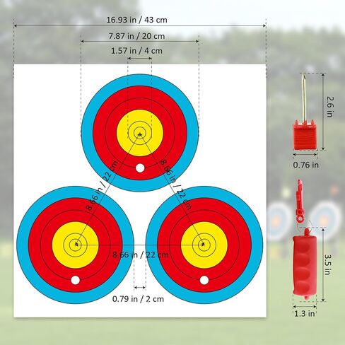 MOLFUJ Archery Targets Paper 3 Spot, New Las Version 30pcs/50pcs, Archery Target Pins Included, Bow and Arrow Targets for Hunting Backyard, Archery Target Practice Accessories in Saudi Arabia