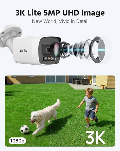 ANNKE 8 Channel 3K Two-Way Audio Analog Wired Security Camera System,No HDD in Kuwait