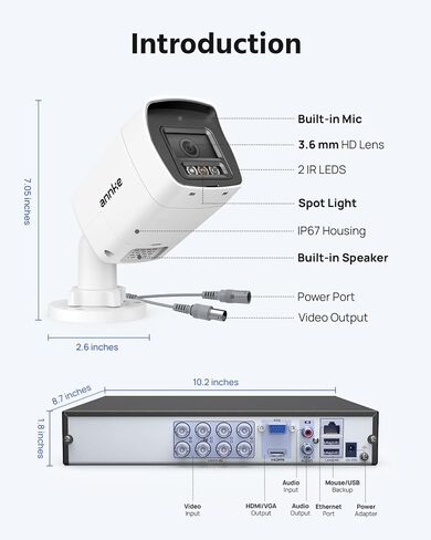 ANNKE 8 Channel 3K Two-Way Audio Analog Wired Security Camera System,No HDD in Kuwait