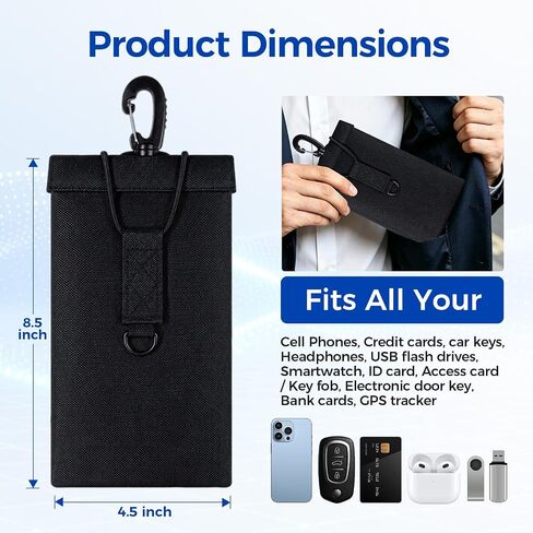 Faraday Bags for Phones & Car Keys, Large, 2 Pack, Black in Saudi Arabia