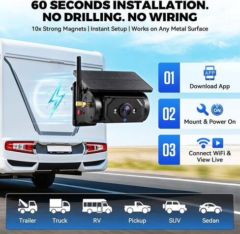 Magnetic Solar Wireless Backup Camera with AI Alert & App Monitoring in Saudi Arabia