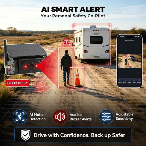 Magnetic Solar Wireless Backup Camera with AI Alert & App Monitoring in Saudi Arabia