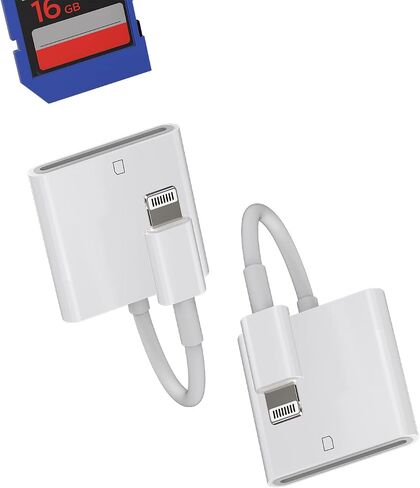 SD Card Reader for iPhone Lightning Camera Memory Adapter(2Pack) MFI Certified Photo Photography Viewer Adaptador Accessories for 11 12 13 14 Pro Max X XS XR 8 7 6 Plus SE for iPad Air Mini 2021 2020 in Kuwait