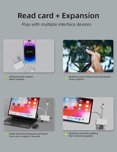 Memory Card Reader, 7-in-1 SD Card Reader & USB OTG Adapter with Micro SD & SD C ard Slots, SD Card Reader for i-Phone/i-Pad, USB-C and USB-A Devices, Supports SDHC/SDXC/MMC Apple iOS in Kuwait