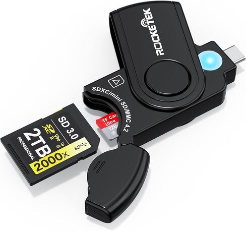 2-in-1 USB-C 4.0 SD & Micro SD Card Reader, High-Speed 5Gbps Adapter for SDXC, SDHC, MMC, RS-MMC, Micro SDXC, Micro SD, Micro SDHC Cards (Plug-and-Play, Black) in Kuwait
