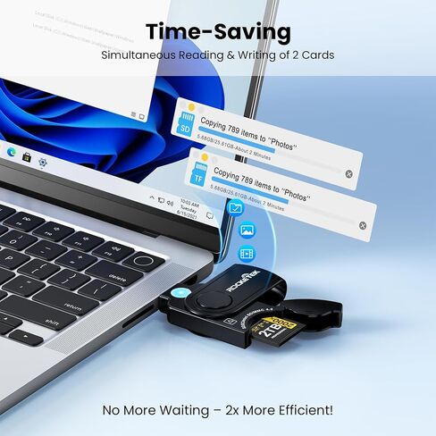 2-in-1 USB-C 4.0 SD & Micro SD Card Reader, High-Speed 5Gbps Adapter for SDXC, SDHC, MMC, RS-MMC, Micro SDXC, Micro SD, Micro SDHC Cards (Plug-and-Play, Black) in Kuwait