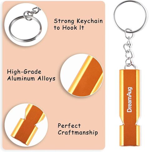 Emergency Survival Whistles 2 Pack – Loud Double-Tube Metal Safety Whistle with Key Ring, Waterproof , for Camping Hiking Boating Outdoor & Dog Training(Do not block the small hole in the middle.) in Kuwait