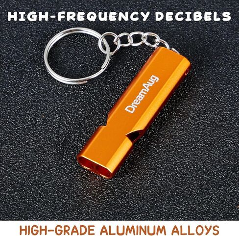 Emergency Survival Whistles 2 Pack – Loud Double-Tube Metal Safety Whistle with Key Ring, Waterproof , for Camping Hiking Boating Outdoor & Dog Training(Do not block the small hole in the middle.) in Kuwait