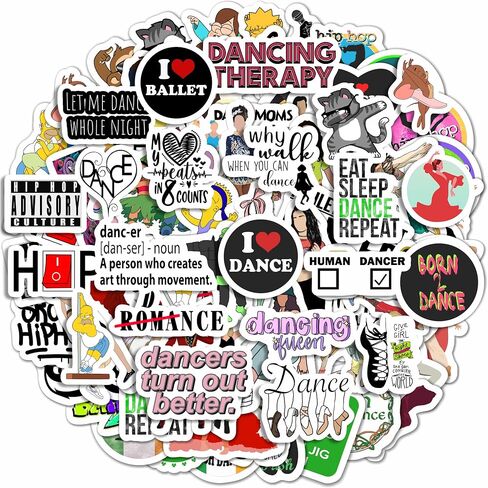 BulbaCraft 100Pcs Dance Stickers for Water Bottle, Dance Stickers for Scrapbooking, Gifts for Dancers, Gifts for Women & Men in Kuwait