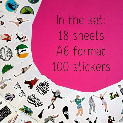 BulbaCraft 100Pcs Dance Stickers for Water Bottle, Dance Stickers for Scrapbooking, Gifts for Dancers, Gifts for Women & Men in Kuwait