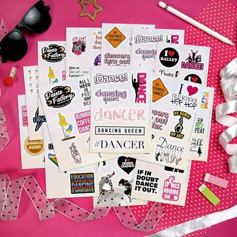 BulbaCraft 100Pcs Dance Stickers for Water Bottle, Dance Stickers for Scrapbooking, Gifts for Dancers, Gifts for Women & Men in Kuwait