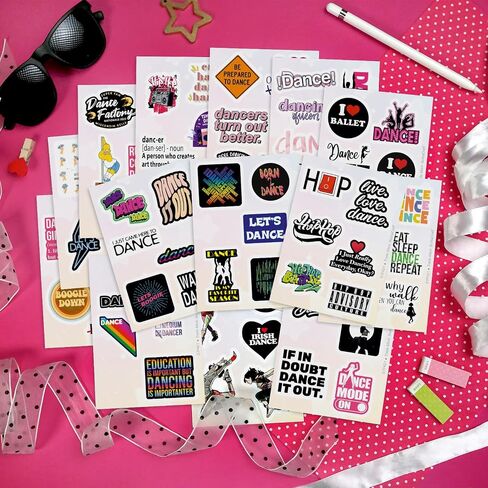 BulbaCraft 100Pcs Dance Stickers for Water Bottle, Dance Stickers for Scrapbooking, Gifts for Dancers, Gifts for Women & Men in Kuwait