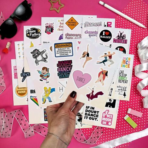 BulbaCraft 100Pcs Dance Stickers for Water Bottle, Dance Stickers for Scrapbooking, Gifts for Dancers, Gifts for Women & Men in Kuwait