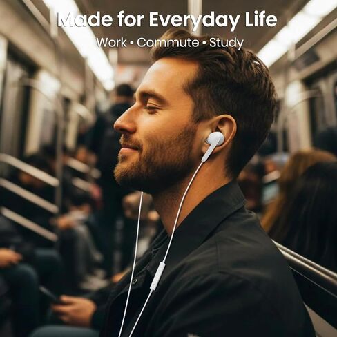 USB C Wired Earbuds,USB C Headphones Wired with Microphone for iPhone 17/16/15 Pro Max Plus, Type C in-Ear Earphones, HiFi Stereo, No Latency, Comfortable for All-Day Use, for Android in Saudi Arabia