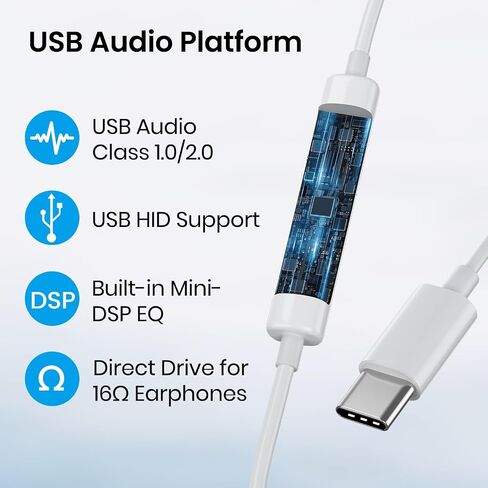 USB C Wired Earbuds,USB C Headphones Wired with Microphone for iPhone 17/16/15 Pro Max Plus, Type C in-Ear Earphones, HiFi Stereo, No Latency, Comfortable for All-Day Use, for Android in Saudi Arabia