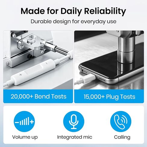 USB C Wired Earbuds,USB C Headphones Wired with Microphone for iPhone 17/16/15 Pro Max Plus, Type C in-Ear Earphones, HiFi Stereo, No Latency, Comfortable for All-Day Use, for Android in Saudi Arabia