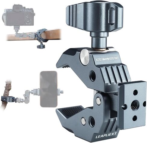 Crab-Shaped Super Clamp, Aluminum c clamp Suitable for Magic Arm, 1/4"-20, 3/8"-16 Threaded HolesAnd NATO Slides, 11lbs/5kg Payload, Compatible with Cameras, Monitors, LED Lights, etc. in Saudi Arabia