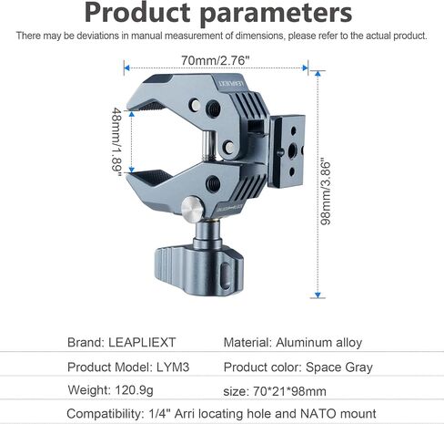 Crab-Shaped Super Clamp, Aluminum c clamp Suitable for Magic Arm, 1/4"-20, 3/8"-16 Threaded HolesAnd NATO Slides, 11lbs/5kg Payload, Compatible with Cameras, Monitors, LED Lights, etc. in Saudi Arabia