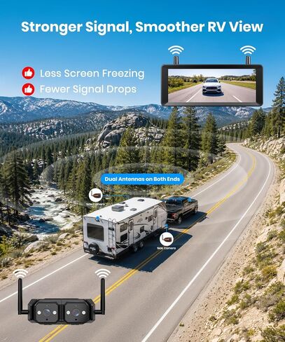 AUTO-VOX Wireless RV Backup Camera System,Dual Lens Rear and Side Coverage in Saudi Arabia