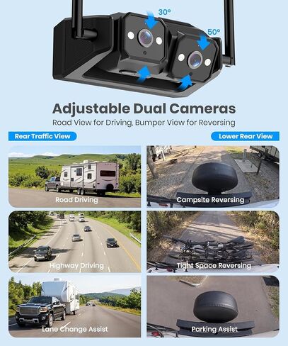 AUTO-VOX Wireless RV Backup Camera System,Dual Lens Rear and Side Coverage in Saudi Arabia