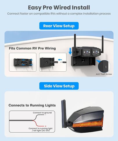 AUTO-VOX Wireless RV Backup Camera System,Dual Lens Rear and Side Coverage in Saudi Arabia