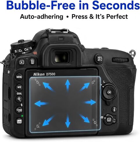 Model-Specific Custom Fit for Nikon D7500 + Top Screen [2+2 Pack] Camera Screen Protector – 0.3mm 9H Hardness Tempered Glass, Full-Screen Edge-to-Edge, Crystal Clear, Bubble-Free, Anti-Scratch in Kuwait