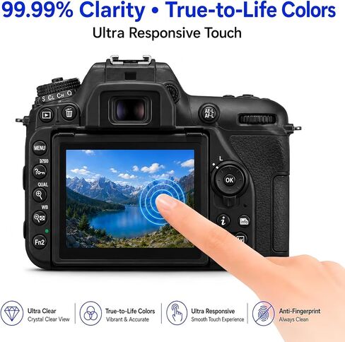 Model-Specific Custom Fit for Nikon D7500 + Top Screen [2+2 Pack] Camera Screen Protector – 0.3mm 9H Hardness Tempered Glass, Full-Screen Edge-to-Edge, Crystal Clear, Bubble-Free, Anti-Scratch in Kuwait