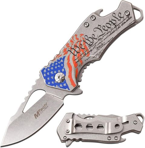 MTech USA – Pocket Folding Knife – Fine Edge Steel Blade, Aluminum/Nylon Fiber Handle, Bottle Opener and Pocket Clip, Tactical, EDC, Self Defense- MT-A882 in Kuwait