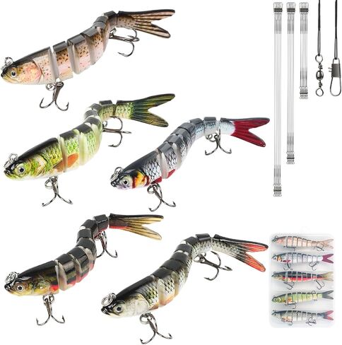 DONQL 5PCS 8 Segment Jointed Swimbait Bass Lures for Trout Walleye Pike in Kuwait