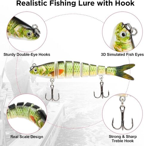DONQL 5PCS 8 Segment Jointed Swimbait Bass Lures for Trout Walleye Pike in Kuwait