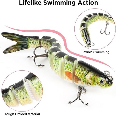 DONQL 5PCS 8 Segment Jointed Swimbait Bass Lures for Trout Walleye Pike in Kuwait