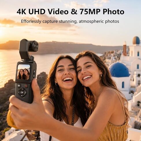 REEDTOCK 4K Pocket Vlogging Camera with AI Face Tracking WiFi and 64GB Card in Kuwait