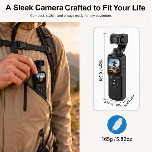 REEDTOCK 4K Pocket Vlogging Camera with AI Face Tracking WiFi and 64GB Card in Kuwait