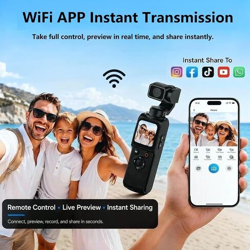 REEDTOCK 4K Pocket Vlogging Camera with AI Face Tracking WiFi and 64GB Card in Kuwait