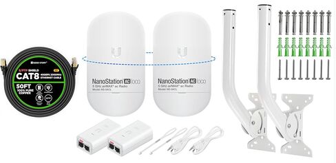 Wireless Bridge Ubiquiti LOCO5AC Pre-Configured Bundle of 2, 5GHz Point-to-Point Outdoor WiFi Bridge with 2 Universal J-Pole Antenna Mounts and 50 ft Cat 8 Ethernet Cable in Saudi Arabia