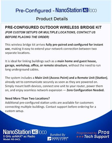 Wireless Bridge Ubiquiti LOCO5AC Pre-Configured Bundle of 2, 5GHz Point-to-Point Outdoor WiFi Bridge with 2 Universal J-Pole Antenna Mounts and 50 ft Cat 8 Ethernet Cable in Saudi Arabia
