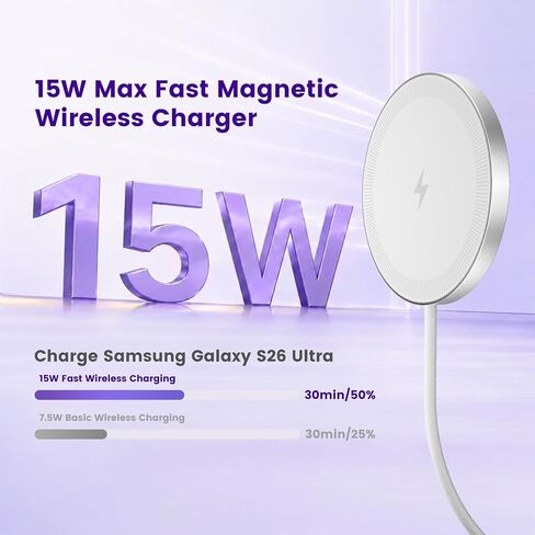 Wireless Charger for Samsung & Android, 15W Magnetic Fast Charging Pad in Saudi Arabia