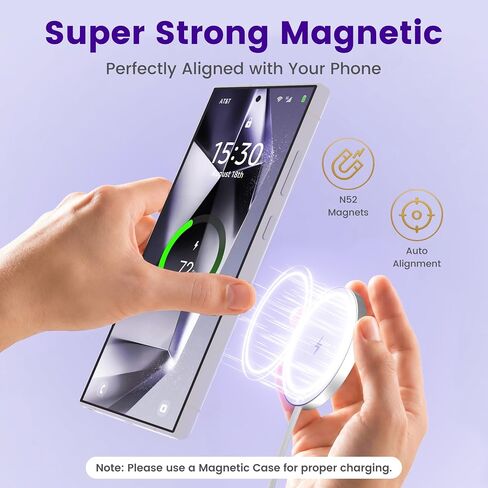 Wireless Charger for Samsung & Android, 15W Magnetic Fast Charging Pad in Saudi Arabia