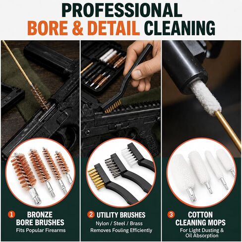 Keze Gun Cleaning Kit for Pistols Rifle Shotgun with Gun Oil and Cleaner in Kuwait
